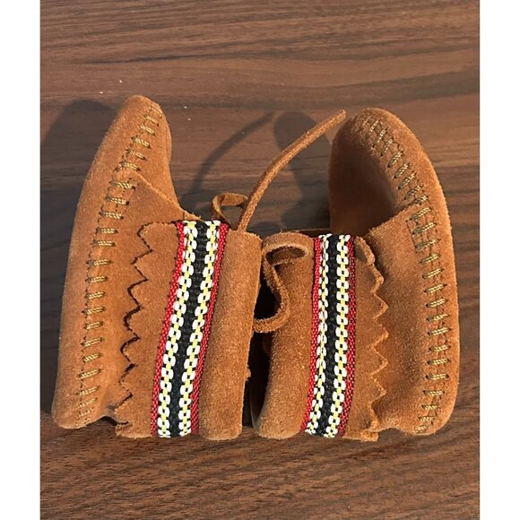 Minnetonka Moccasins Leather Braid Bootie - Brown - Infant Size 2 - Picture 2 of 6